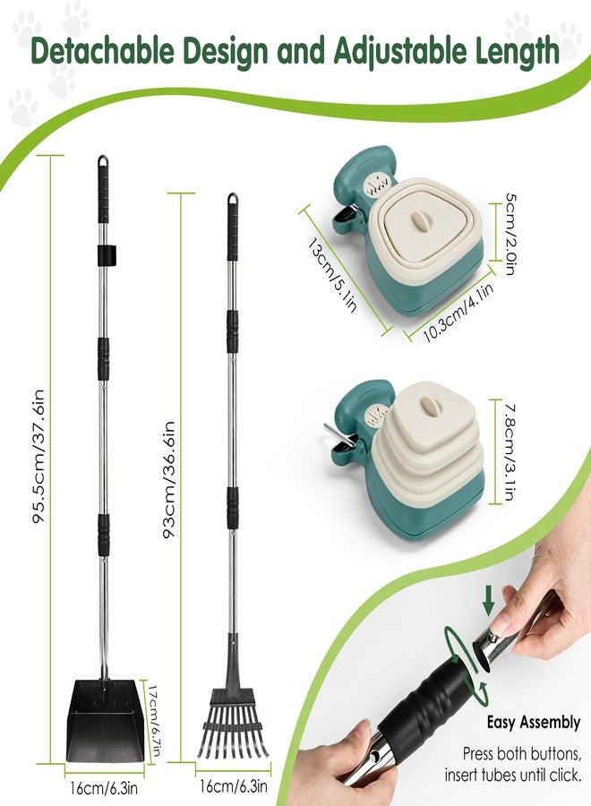 ليتشي مجموعة مجرفة ومجرفة متينة من الفولاذ المقاوم للصدأ من ليتشي، مثالية للحديقة - مجرفة محمولة للكلاب الصغيرة والمتوسطة الحجم، بمقبض طويل قابل للتعديل، مقاومة للصدأ، مع ملحق للكيس، ومشبك للرباط - Image 5